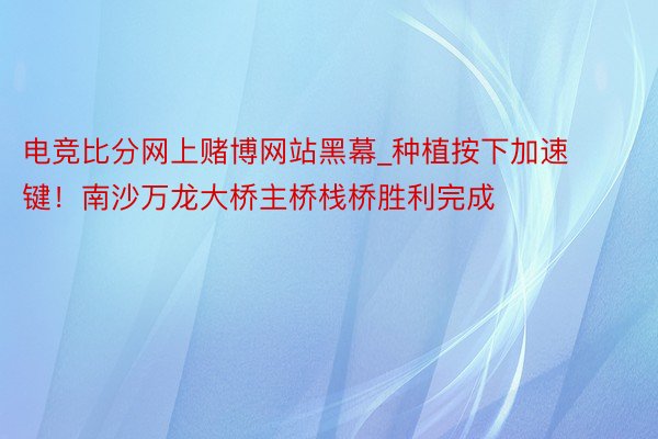 电竞比分网上赌博网站黑幕_种植按下加速键！南沙万龙大桥主桥栈桥胜利完成