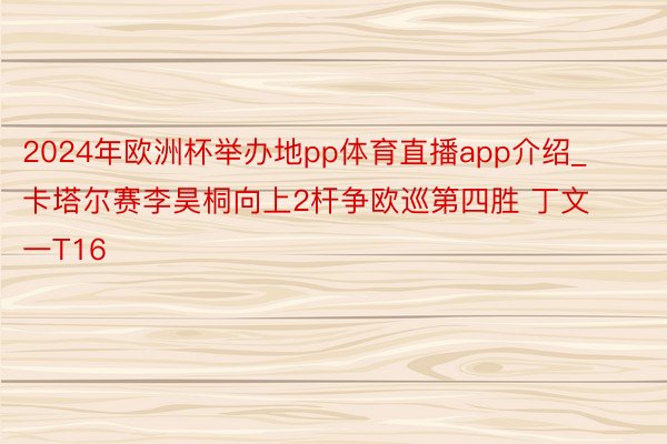 2024年欧洲杯举办地pp体育直播app介绍_卡塔尔赛李昊桐向上2杆争欧巡第四胜 丁文一T16